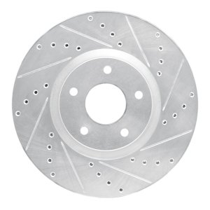 Nissan Juke Brake Rotor (1) - Front Right - R1 Concepts - Drilled & Slotted - Silver - `07-`17